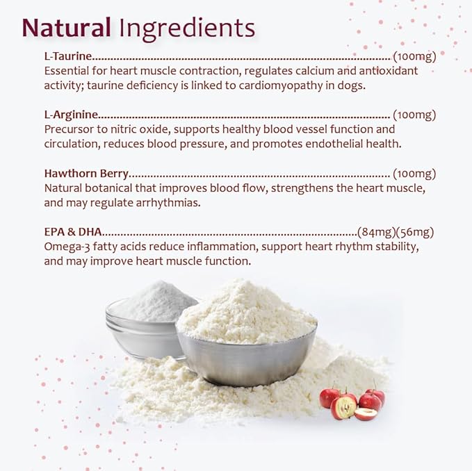 Heart Support Supplement for Dogs-Vet-Formulated, Antioxidant-Rich-L-Taurine, L-Carnitine,EPA,DHA,CoQ10-Aids Circulatory Strength, Cardiovascular Support, Heart Muscle Function-USA Made-60 Soft Chews