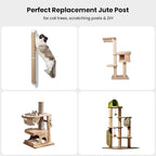 SVD.PET Cat Scratching Post Replacement, 17” x 2.95” Jute Rope Cat Tree Replacement Post, Refill Scratcher Posts with M8 Screws for Indoor Cat Tree, Cat Tower and DIY Cat Scratcher (1PCS)