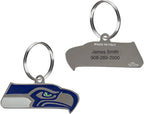 NFL Seattle Seahawks Engraving Pet ID Shapes - 32 Team Logo Dog & Cat Tags with 3 Lines of Custom Text for Tracking & Safety - Stainless Steel Pet ID Tags