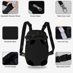 FEimaX Dog Carrier Backpack Pet Legs Out Front Cat Travel Bag, Adjustable Puppy Backpacks Carriers Hands-Free for Small Medium Dogs Cats Hiking Traveling Camping Daily Walking (Small, Black)