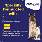 Vetoquinol Flexadin Advanced Dog Hip and Joint Supplement with Undenatured Collagen, One Chew a Day Hip and Joint Support Chew for Dogs and Cats, Clinically Proven Vet-Approved Formula, 30 Chews