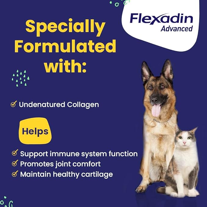 Vetoquinol Flexadin Advanced Dog Hip and Joint Supplement with Undenatured Collagen, One Chew a Day Hip and Joint Support Chew for Dogs and Cats, Clinically Proven Vet-Approved Formula, 30 Chews