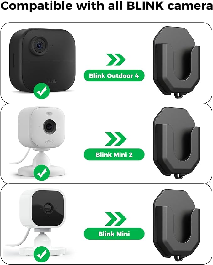 3 Pack Blink Camera No Drill No Screws Wall Mount Bracket for Blink Mini /Mini 2 /Blink Outdoor 4 /Blink Indoor Camera, HBV Adhesive Mount