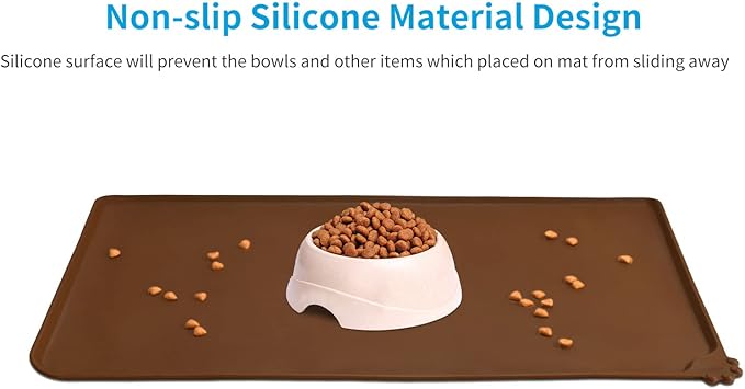 AUDWUD Silicone Waterproof Pet Feeding Mats,Anti Slip Bowl Pad, Dog Mat for Food and Water