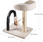 PEEKAB Cat Scratching Post with Cat Tower Tree and Cats Arch Self Groomer Massager Brush Kitty Ball Toys for Kittens and Small Cats