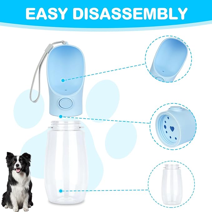 Collapsible Dog Water Bottle – Portable Leak-Proof Pet Dispenser for Travel & Hiking | BPA-Free, One-Hand Use | Puppy Essentials (Blue)