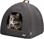 Cat Bed for Indoor Cats -Premium Pet Beds for Cats and Small Dogs, Cat Bed Cave, Comfortable Covered Cat Bed, Cat Tent, Kitten Bed, Small Animal Bed and Cat Hut with Cushioned Pillow (Medium, Grey)