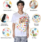 Dog Sling Carrier - Dog Sling for Small Dogs up to 10 lbs, Dog Carrier Sling with Adjustable Safety Strap & Buckle,Portable Dog Slings for Travel, Hands Free Cat Sling (Daisy)