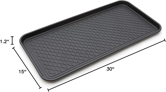 2 Pack Multi-Purpose 30x15 Tray with a Bonus Doormat for Boots, Shoes, Plants, Pet Food, Pet Cage, Litter Box. Decorative Large Boot Tray with Lip/Sides for Indoor/Outdoor Entryway