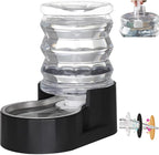 RIZZARI Dog Water Bowl Dispenser: 5L Gravity Black Automatic Stainless Steel Drinking Feeder with Filter for Dogs and Cats