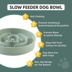 9.5inch Ceramic Slow Feeder Dog Bowl for Large Dog, Puzzle Food Dish, Anti-Gulping, Pet Slow Feeder, Stop Bloat, Preventing Choking (Single Bowl-Light Green)