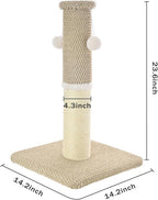 Made4Pets Tall Cat Scratching Post, Heavy Duty and Thicker Scratching Posts for Indoor Cats Adults, 23.6" Natural Sisal Cat Scratcher with Hanging Balls, Sturdy Base Cat Scratch Post, Beige