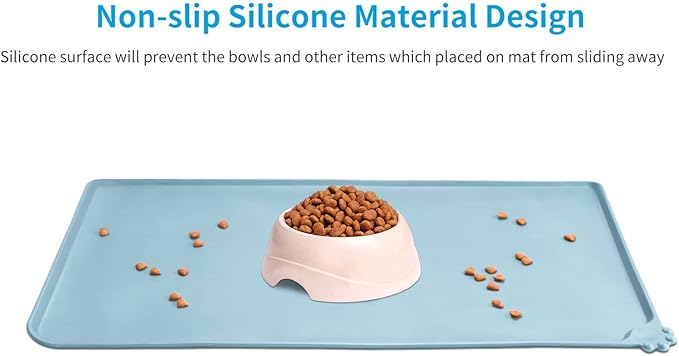 AUDWUD Silicone Waterproof Pet Feeding Mats,Anti Slip Bowl Pad,Dog Mat for Food and Water