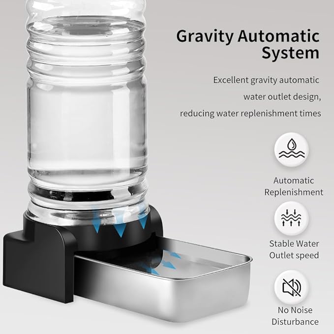 Marchul 1.5 Gallon Cat Water Dispenser, Automatic Gravity Dog Water Feeder, Stainless Steel Large Capacity Cat Waterer for Cats and Small Dogs (3 Filters) 5.7L