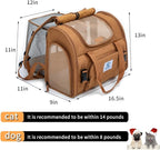 Pet Backpack Carrier for Small Dogs Medium Cats, Puppies,Breathable and Collapsible Design, Portable Travel Bag for Bearded Dragon,Rabbit Cage (Brown +Two-Shoulder, Small)