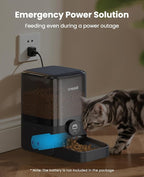 oneisall Automatic Cat Feeder for Large Kibble and Snacks, 20 Cups/5L Timed Pet Feeder for Cats Indoor, Programmable Dry Food Dispenser (Black)
