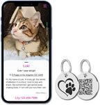 MYLUCKYTAG Stainless Steel QR Code Cat Tags - Online Pet Profile, Scan QR for Instant Location Alerts