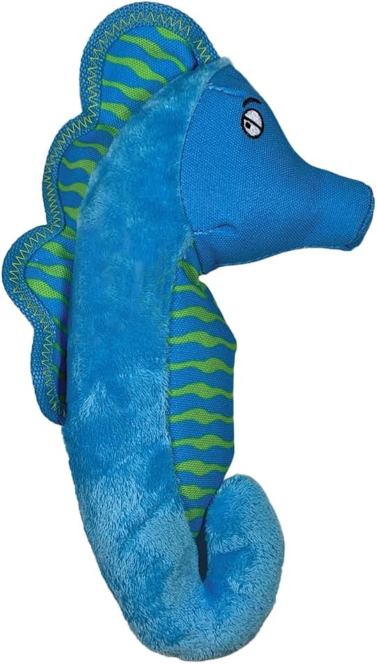 Spunky Pup Clean Earth Recycled Seahorse Dog Toy | Made from 100% Recycled Water Bottles | Eco-Friendly | Squeaker | Plush Toy for Small to Medium Dogs | Made in The USA