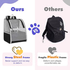 Pawaboo Cat Carrier Backpack, Pet Carrier Backpack for Kitties Small Dogs Puppies, Breathable Cat Bag Carrier, Small Dog Travel Backpack Carrier for Kitten Puppy Bunny - Black (up to 22lbs)