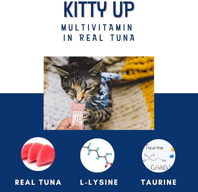 Lickable Cat Treats -Real Tuna Multivitamin Puree with Lysine & Taurine for Indoor Cats | Grain-Free, Squeeze Tube (50 Pack)