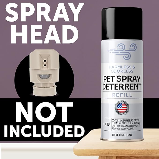 Compatible Refill for PetSafe SSSCat Motion Sensor Device, [2 Pack] Gentle Pet Training Aid for Home Boundaries – Non-VOC, Family-Safe Spray – Made in The USA. Holds about 75-100 Sprays Per Can
