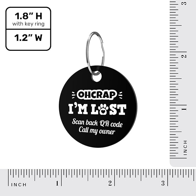 MYLUCKYTAG QR Code Stainless Steel Personalized Dog ID Tag, Engraved Collar Tag, Digital Pet Profile, Location Alert Email