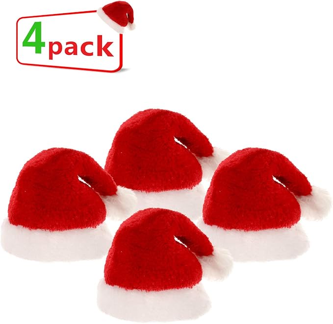 4 Pieces Cat Santa Hat Dog Christmas Hat with Adjustable Chin Cute Christmas Pet Costumes for Dogs Cats Winter Holiday Party Dress up Photo Props Supplies Gifts
