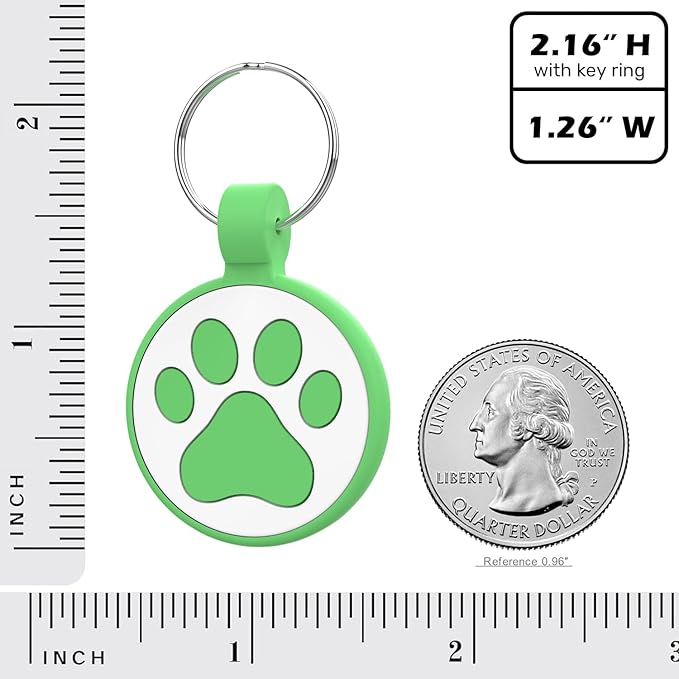 Personalized Dog Tag, Laser Engraving QR Code, Silicone Dog ID Tag, Pet Online Profile, Scan QR Code Send Location, Collar Harness Accessories (Medium to Large Breeds - 1.25", Green)