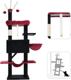 Cat Tree, Multi-Level Gothic Cat Tower for Indoor Cats, Cat Condo with Cat Scratching Post and Board, Cat Hammock, Black and Red GCT011BR
