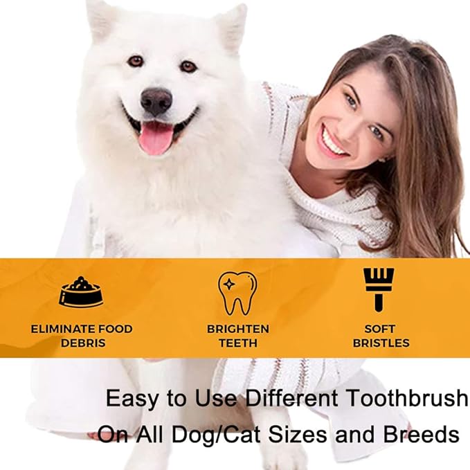 10 Pack Pet Dog Toothbrush, 2 Triple Head Pet Toothbrushes 3 Double Head Tooth Brush 5 Pack Finger Rubber Toothbrushes, Multi-Angle Dental Cleaning Brushes for Dog Cat Oral Dental Health