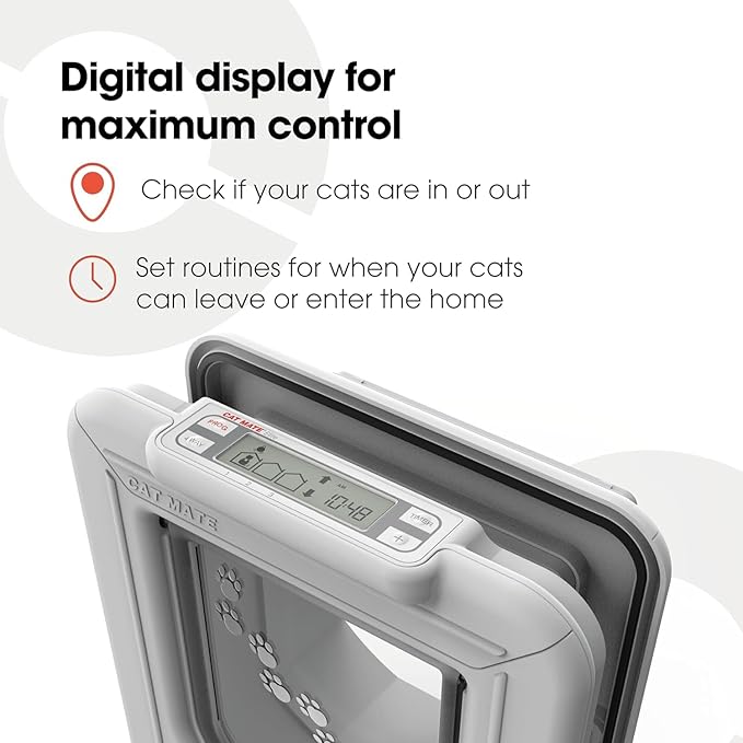 Cat Mate Elite Microchip Cat Flap with Digital Timer & LCD Display Bundle, Includes Pet Door (355) & Elite Wall Liner (308) - Small to Average Sized Cats, for UPVC, Glass and Wood Installation