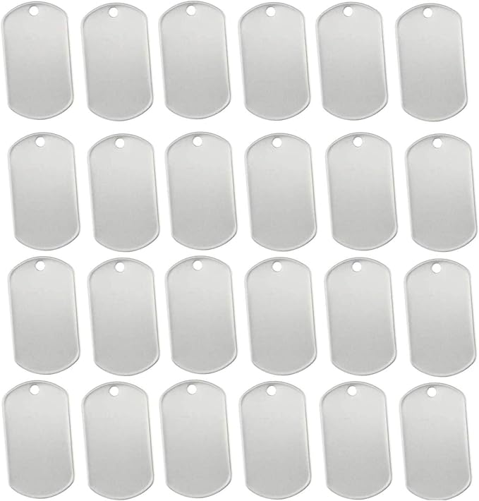 Orgrimmar 100 PCS Dog Tags Shiny Stainless Steel Military spec Rolled Edge Backing Dog Tags for Dogs Engraved- Blank