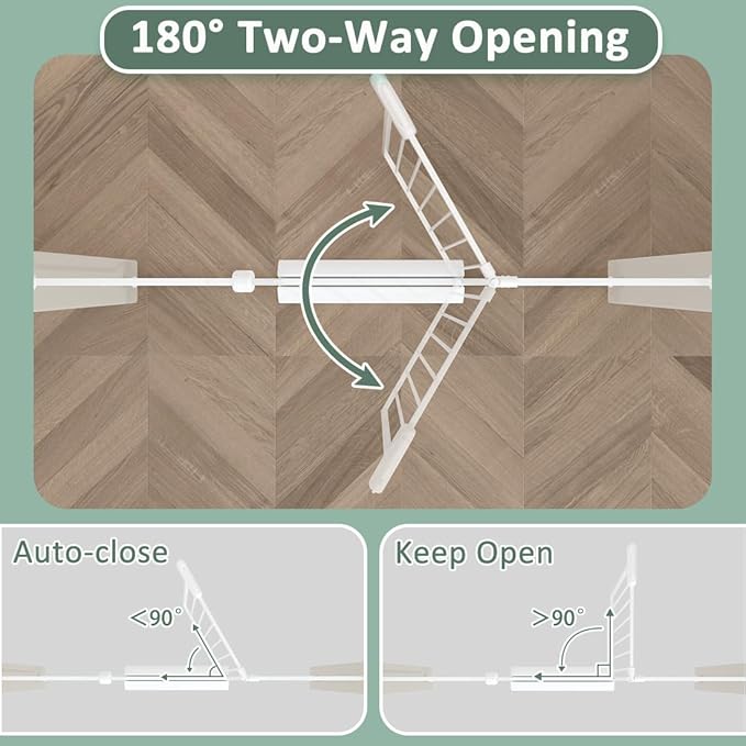 TSAYAWA Extra Wide Baby Gate with Door,33.8-38.5 Inch Walk Through Large Long Child Gates for Stair Doorway - Indoor Outdoor Safty Gate for Toddler Pet Dog Doggie White