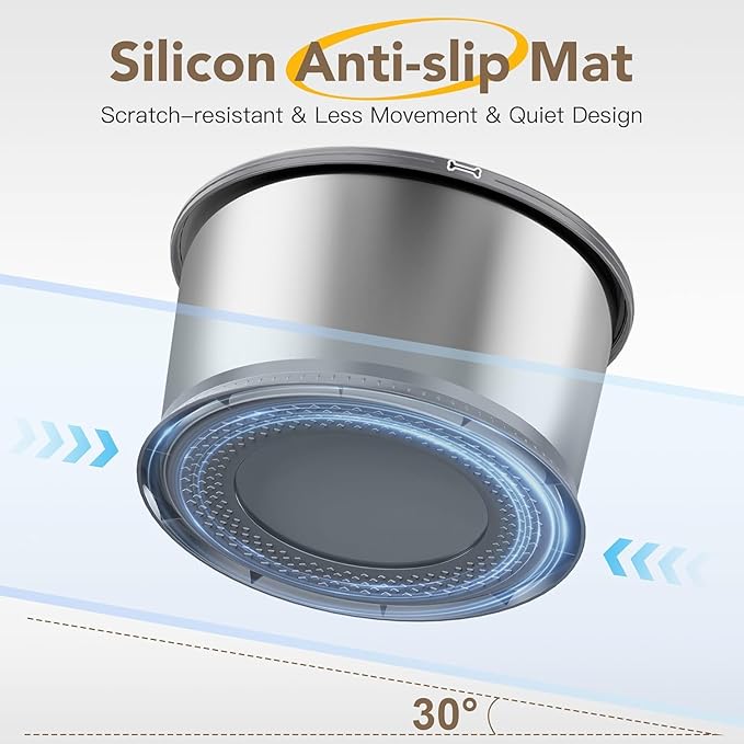 3.5L/118oz Dog Water Bowl, No Spill Stainless Steel Slow Water Bowl for Medium Large Dogs, Large Capacity Splash Proof Dog Slow Water Feeder with Anti-Slip Mat for Mess Drinkers