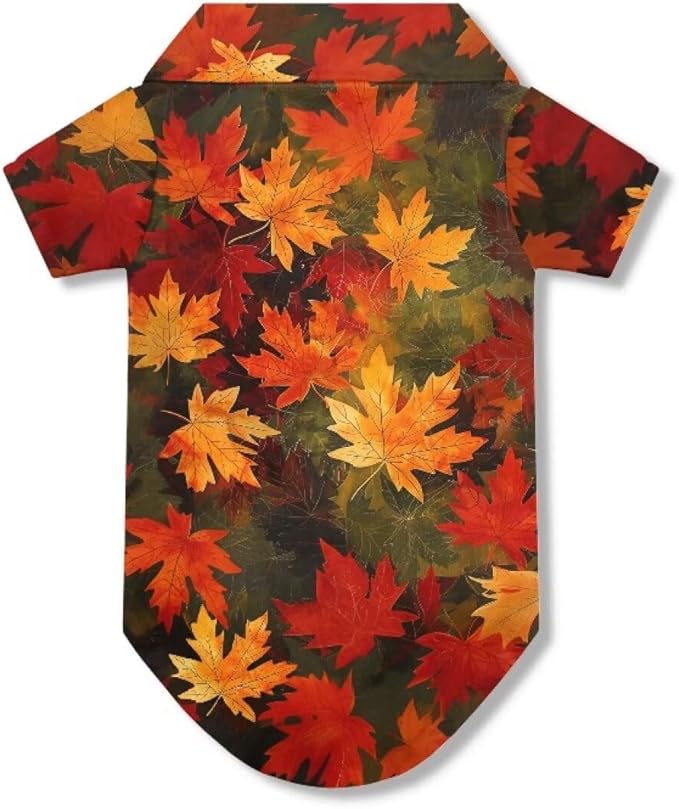 Red Maple Leaf Dog Shirts for Large Dogs Girl Cute Puppy Collared Polo T-Shirt Soft Breathable Pet Fall Outfits for Puppy Cat Pet Doggy Outfits for Birthday