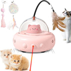 Laser Cat Toys for Indoor Cats, 2 in1 Interactive Cat Toys Laser and Feather Cat Wand Rechargeable Automatic Cat Laser Toy, for Bored Indoor Adult Cats/Kittens (Pink)