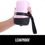 GORILLA GRIP Dog Water Bottle, Portable Water Bowl Dispenser for Dogs, 16 oz Leak Proof Pet Travel Squeeze Bottles, Food Grade Silicone, to Go Puppy Essentials, Hiking Camping Trip Accessories, Pink