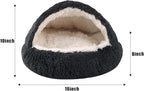 Round Hooded Cat Bed & Dog Bed with Cover Cave, Dog Bed for Small Dogs, Faux Fur Cuddler Round Coved Cat Bed Self Warming Donut Dog Bed Fits up to 5 lbs Pets(Dark Grey, 16inch x 16inch)