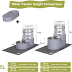 RIZZARI Automatic Pet Water Dispenser: 5L Gray Cats and Dogs Gravity Feeder - Stainless Steel Bowl - Outdoor Hiking Use