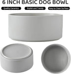Raised Ceramic Dog Bowl Set - Elevated Dog Bowls with Non Slip Bamboo Stand, Food and Water Bowl Set for Small and Medium Breed Dogs, Pet Bowls, Weighted Dogs Dishes (6'', 2 * 30OZ, Grey)
