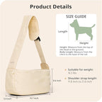 Dog Sling Carrier for Small Dogs and Cats, Lightweight Collapsible Pet Travel Bag with Adjustable Strap, Side Pockets & Breathable Mesh (Beige, 15.7" L x 5.9" W x 8.6" H)