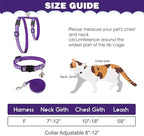 PAWCHIE Cat Harness with Leash and Collar Set - Escape Proof Adjustable H-shped Cat Harness with Star and Moon Pattern Glow in The Dark for Kitty Outdoor Walking