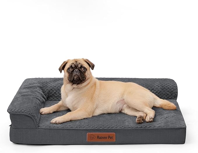 Orthopedic Dog Bed Medium Size Dog, 3 Inch Memory Foam Pet Bed for Small and Medium Dogs, Washable Removable Cover, Nonskid Bottom, Waterproof, 35x23 Inches, M Dark Grey