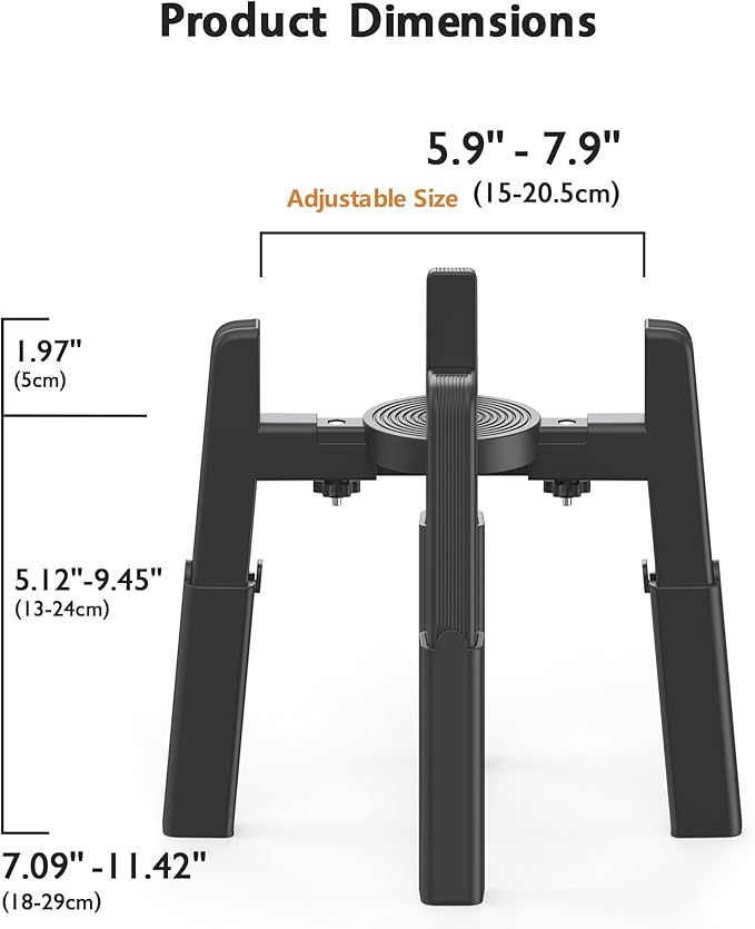 CZPET Dog Bowl Stand with Adjustable Height and Width [Stand Only], Elevated Pet Water & Food Feeder for Medium & Large Dogs, Stable and Anti-Slip Raied Bowl