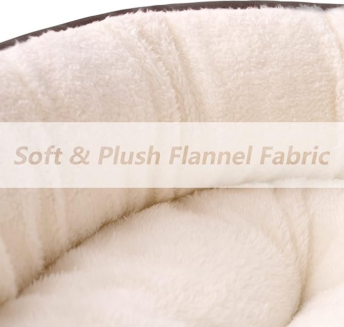 Love's cabin Round Donut Cat and Dog Cushion Bed, 20in Pet Bed for Cats or Small Dogs, Anti-Slip & Water-Resistant Bottom, Super Soft Durable Fabric Pet Beds, Washable Luxury Cat & Dog Bed Brown