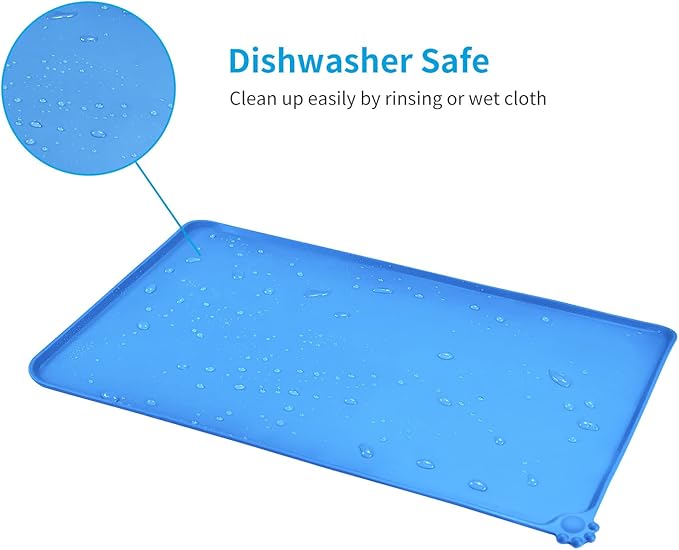 AUDWUD Silicone Waterproof Pet Feeding Mats,Anti Slip Bowl Pad,Dog Mat for Food and Water