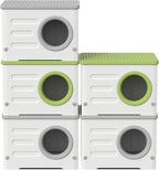 Plastic Outdoor Cat House Weatherproof&Insulated,Waterproof Elevated Cat Shelter Stackable Pet House Cat Wave for Outdoor Indoor Use with Bed Cushion (Green)