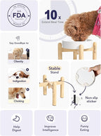 LE TAUCI Ceramic Slow Feeder Dog Bowls Small Breed, 0.6 Cups Elevated Dog Bowl for Fast Eaters, Puzzle Bowl for Small Dogs and Cats,Angle White