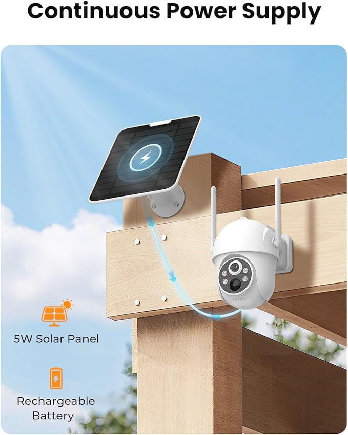 4G LTE Cellular Security Camera Wireless Outdoor with 7-Day Unlimited Data SIM Card, Solar Camera, No WiFi Security Camera, Color Night Vision, 360° Live View, PIR Motion Sensor, 2-Way Audio