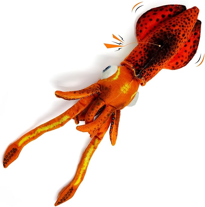 Cuttlefish Plush Dog Toy, Squeaky Toys for Large Dogs, Cute & Durable Dog Chew Toy, Ocean Animals Themed Indestructible Plush Toys Interactive, Simulation Squid for Small, Medium, Large Dogs